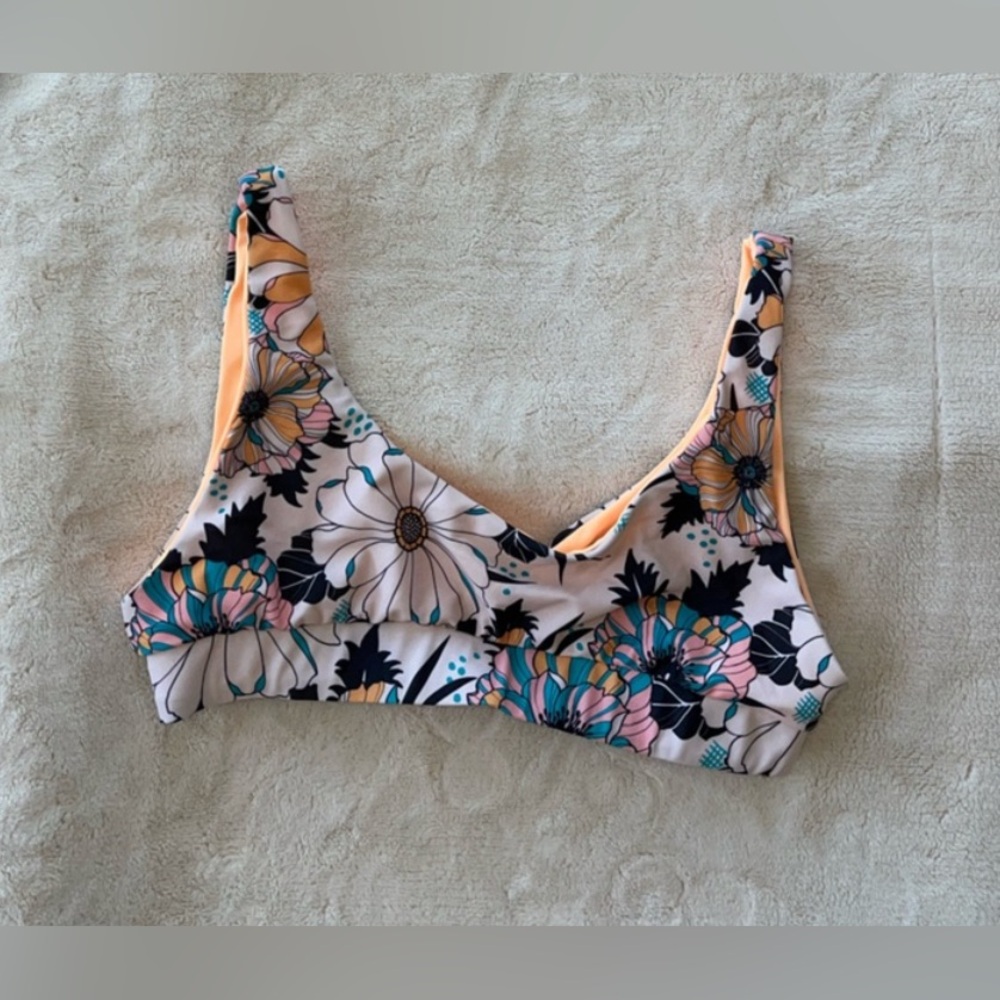 Kulani kinis Swim Long Tube Bikini Top - Floral Farrah Print- Small